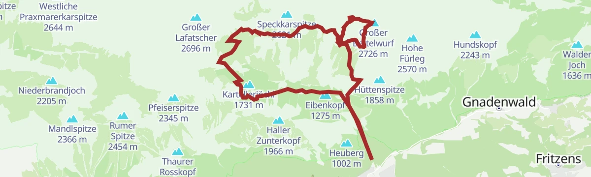 Route map: Durch das Halltal zum imposanten Bettelwurf